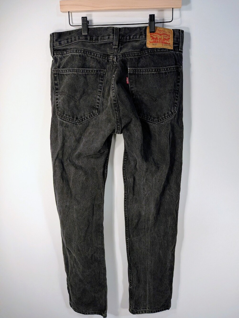 Levi's 505 straight leg jeans, faded black wash, W33 L34